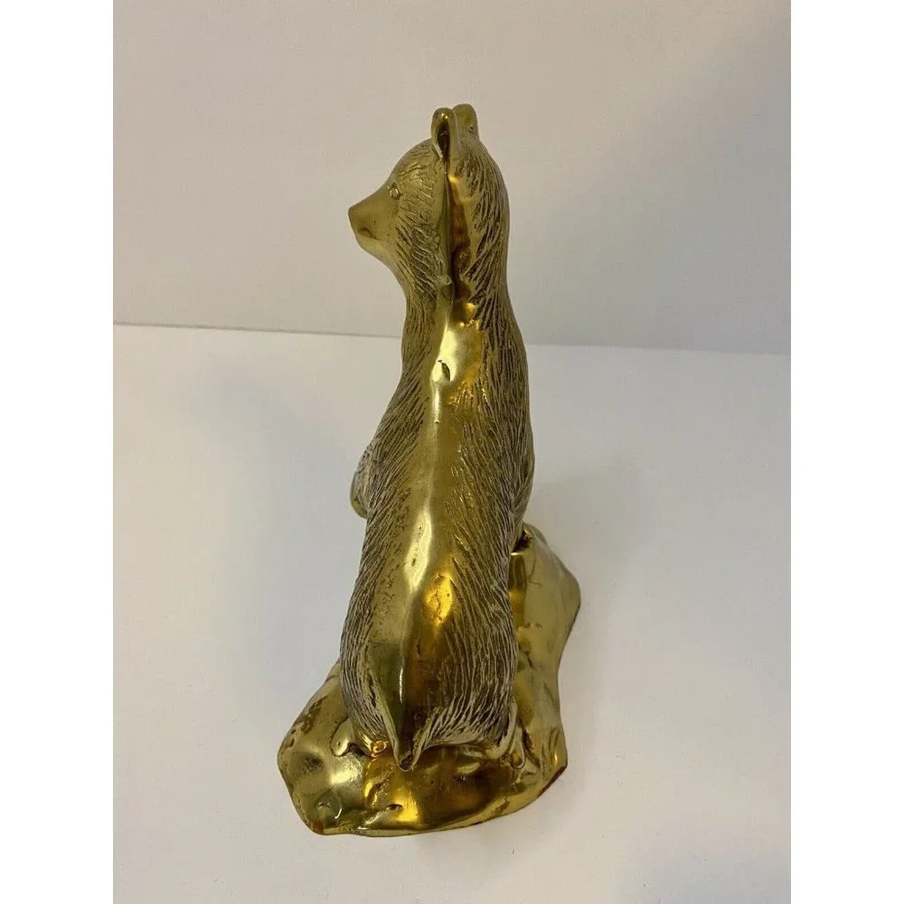 Vintage Brass Bear on‎ Rock Mountain Large 9” Made in Korea See All Pics As Is